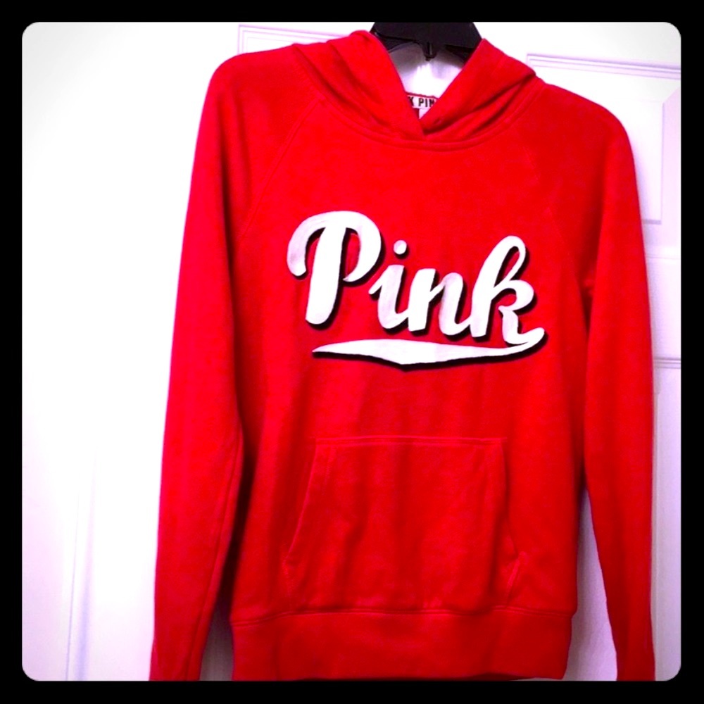 PINK Victoria Secret Red Sweatshirt With Hoodie